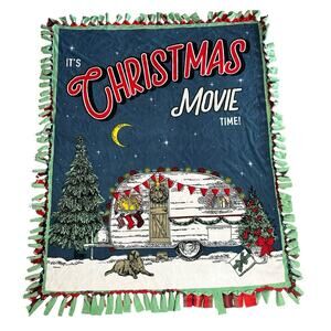 Its Christmas Movie Time Hand Tied Double Sided Fleece Blanket Throw 62" x 58"